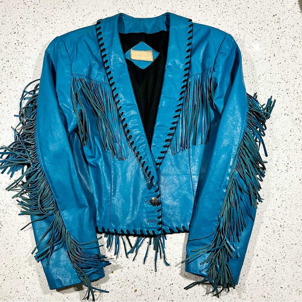 Blue Western Cowboy Fringe Jacket